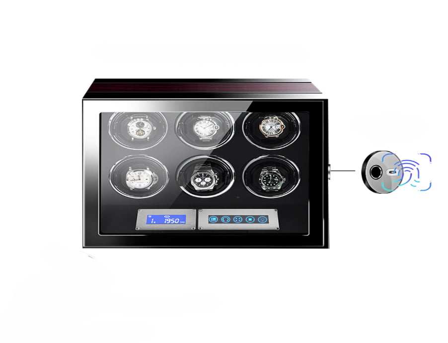 6 Slot Luxury Watch Winder front with fingerprint lock