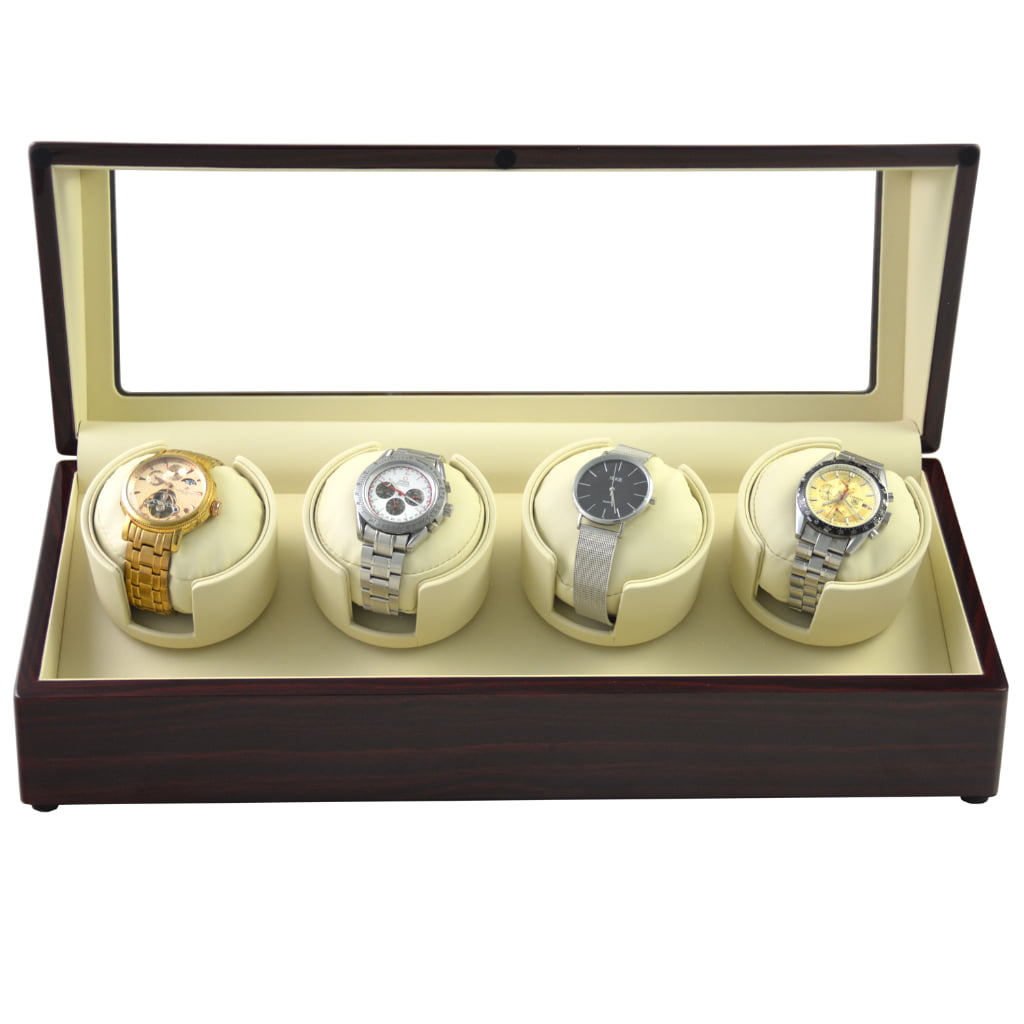 4 Watch Winder with Sponge Pillow and pu leather interior