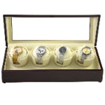 4 Watch Winder with Sponge Pillow and pu leather interior