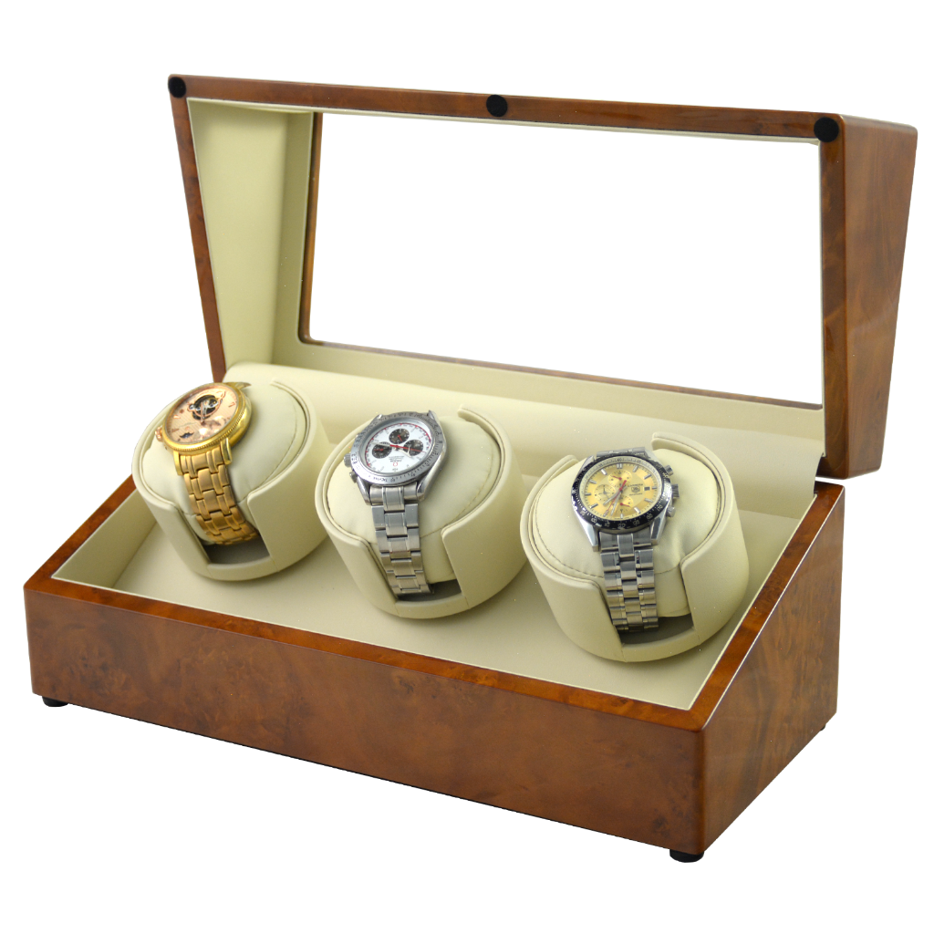 Luxury Watch Winder for 3 Watches open