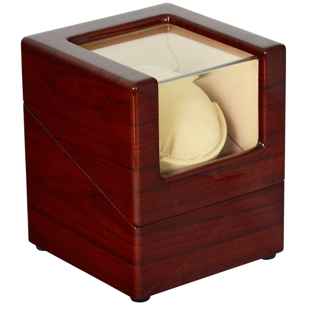 Mahogany Single Watch Winder angle side