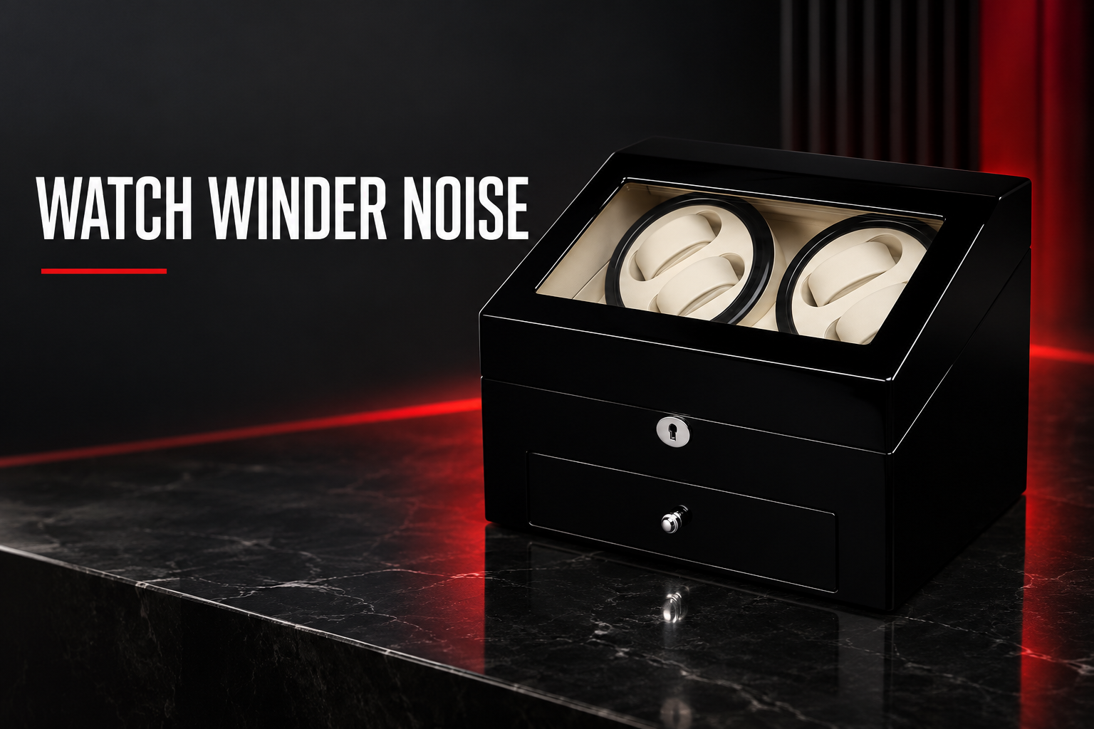 Watch winder noise guide featuring a black and beige ready-stock watch winder