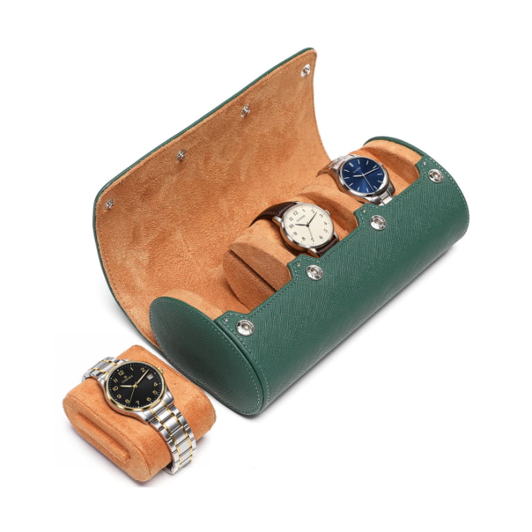 PU Leather 3 Watch Roll Travel Case for Men